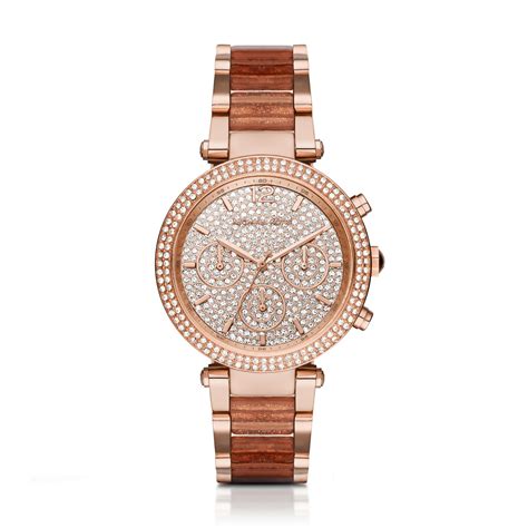 michael kors parker pavé rose gold tone and acetate watch|michael kors parker watch.